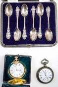 Waltham, a gold plated hunter pocket watch, with a Traveller movement,