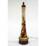 A large Royal Worcester table lamp, probably by Kitty Blake, hand painted with autumnal leaves,