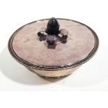 A silver plated bowl and cover, in Arts and crafts style with ebonised finial stamped C.G.