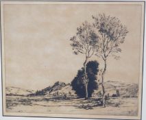 Martin Hardie (1875-1952) Valley of the Seine Etching Monogram lower right 23 x 28 cms