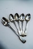 A set of four silver fiddle pattern tablespoons, by George Adams,