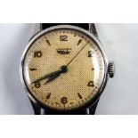 Longines, a 1950's gentleman's mechanical steel cased wrist watch,