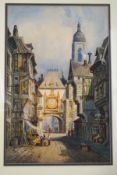 C Keats Town scene of Rouen Watercolour Signed and titled lower right 32cm x 49cm