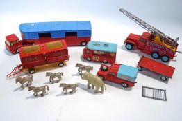 Various Corgi Chipperfields Circus vehicles and animals, comprising an animal cage, truck,