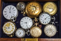A collection of ten various pocket and fob watches, in various metals,