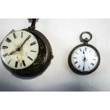 A silver pair cased pocket watch, for repair, movement signed Alex Black, Dundee,