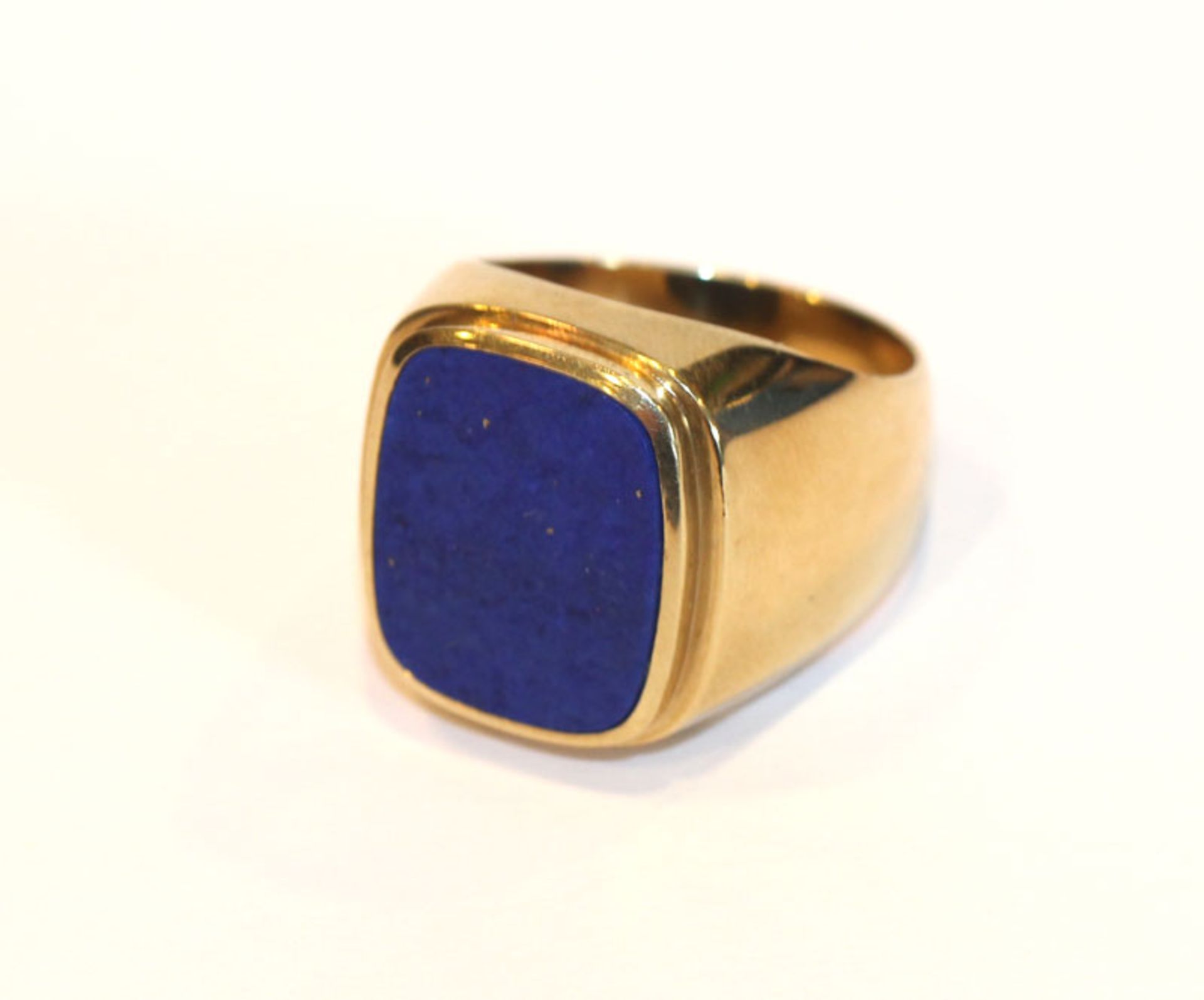 14 k Gelbgold (geprüft) Herrenring mit Lapislazuli, 23,7 gr., Gr. 64