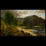 Attributed to HIRAM BLOOMER (California 1845-1911) "Landscape" Oil on canvas. 13 x 21 3/8 inches;