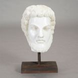 Italian Carrara Marble Bust of a Man, After the Antique, on iron base {Height 18 inches}