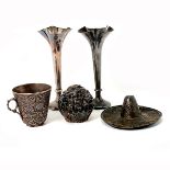 Collection of Five Mexican and Continental Silver Decorations: Including a Israeli Judaica