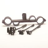 Wrought Iron Shackles and Three Branding Irons {Length of shackles 23 inches}