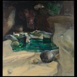 ALEXANDER NEPOTE (Californian 1913-1986) "Green Pool Near the Abyss" Mixed media on canvas. 58 3/4 x