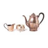 Three Sterling Silver Tea Articles: Comprising a Carter Brothers Sterling Coffee Pot #450, English