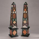 Pair of Grand Tour Style Specimen Marble Obelisks {Height 40 1/4 inches}