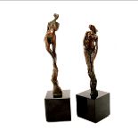 Thomas Corbin (Missouri, Born 1954) Two Nude Bronze Figures of Women, inscribed "Corbin", mounted on