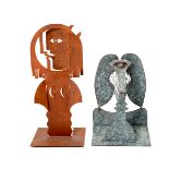 Two Picasso Style Abstract Metal Figural Groups {Height of tallest 12 1/2 inches}