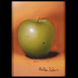 CHARLES BECKER (California 20th century) "Apple" Oil on canvas. 7 x 5 inches; Frame: 9 x 7 inches.