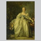 After FRANCOIS BOUCHER (France 1703-1770) "Portrait of Madame Bergeret"  Textured print on board. 30