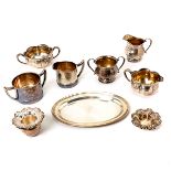 Three Pairs of Sterling Creamers and Sugars: the first, Gorham in the Aesthetic Movement style;