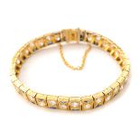 Diamond, Synthetic Sapphire, Yellow Metal Bracelet. Featuring thirty-six old European-cut diamonds