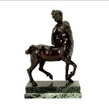 After the Antique, Bronze Figure of Centaur, mounted on a green marble base {Dimensions 11 1/2 x 7