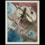 ROBERTO MATTA (Chilean 1911-2002) "Castronautes" Colored etching. Sight: 13 5/8 x 10 1/2 inches;
