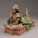 Viennese Style Cold Painted and Parcel Gilt Erotic Bronze Figure of a Woman {Height 16 1/2 inches,