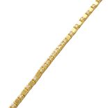 Diamond, 14k Yellow Gold Bracelet. Featuring twenty-four full-cut diamonds weighing a total of