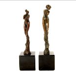 Thomas Corbin (Missouri, Born 1954) Two Nude Bronze Figures of Women, inscribed "Corbin", mounted on