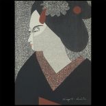 Kiyoshi Saito (1907-1997): Geisha Woodblock print, double oban, signed 'Kiyoshi Saito' to the