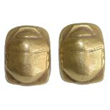 Pair of 18k Yellow Gold Scarab Earrings. Each designed as a scarab beetle measuring approximately