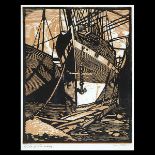 WILLIAM RICE (California 1873-1963) "The Anchor: Ships of Yesterday" Woodblock. Sight: 11 1/4 x 8