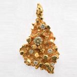 Diamond, 14k Yellow Gold Pendant. Featuring six full-cut diamonds weighing a total of