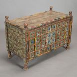 Indian Silver Metal Repousse, Lapis and Agate Mounted Trunk {Dimensions 26 1/4 x 39 x 20 inches}