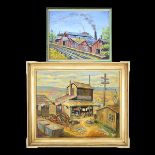 LESTER GRANT KENT (American 20th century) "Rural Boat Building" and "Railroad Side Buildings" Both