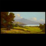 CALIFORNIA SCHOOL (Early 20th century) "Mount Tam" Oil on canvas. 10 x 20 inches; Frame: 15 5/8 x 25