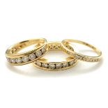 Collection of Three Diamond, 14k Yellow Gold Rings. Including one diamond, 14k yellow gold