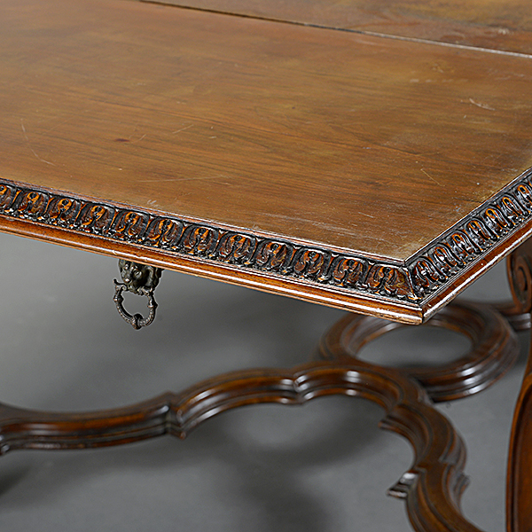 Renaissance Style Trestle Table with Two Leaves - Image 2 of 4