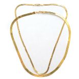 Collection of Two 14k Yellow Gold Necklaces. Including one 14k yellow gold double herringbone with