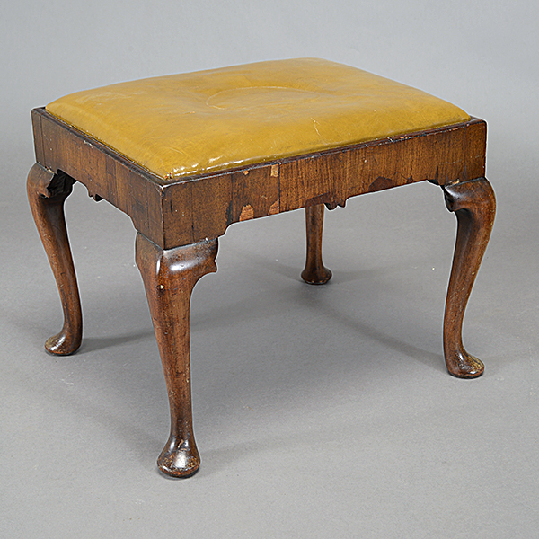 Two Associated Queen Anne or Chippendale Style Walnut Benches, the first fitted with a leather seat, - Image 4 of 4