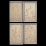 A Set of Four Carved Wood Figural Wall Panels Each nicely carved in relief with celestial female