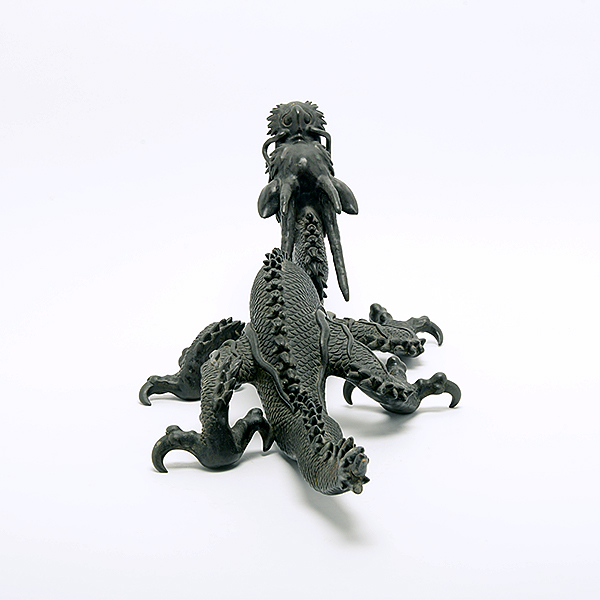 A Japanese Bronze Dragon The sinuous three-clawed dragon shown with an open mouth issuing a - Image 4 of 10