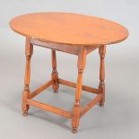 Queen Anne Cherry Oval Top Tavern Table with Horizontal Stretchers, Late 18th/Early 19th Century