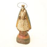 Carved Wood Polychrome Painted Santos Figure of Mary and Jesus