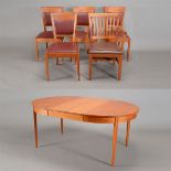 Moser Cabinet Makers Cherry Circular Dining Table and Four Chairs, Together with an Associated