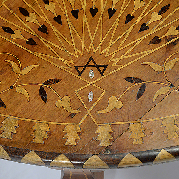 Moroccan Inlaid Low Circular Coffee Table, with glass top - Image 4 of 4