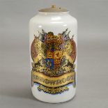 Large English Reverse Painted Glass Apothecary Jar, Previously Mounted as a Lamp