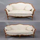 Louis XV Style Beechwood Upholstered Sofa and Loveseat, with matching pillows