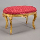 Louis XV Style Gilt Carved Bench with Red Upholstery