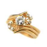 Diamond, 14k Yellow Gold Ring. Featuring one round brilliant-cut diamond weighing approximately 0.40